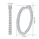 Moissanite Hoop Örhängen 2 mm D VVS1 för kvinnor i S925 Silver 18K vitguldpläterade
