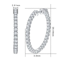 Moissanite Hoop Örhängen 2 mm D VVS1 för kvinnor i S925 Silver 18K vitguldpläterade