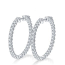 Moissanite Hoop Örhängen 2 mm D VVS1 för kvinnor i S925 Silver 18K vitguldpläterade