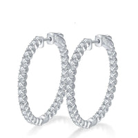 Moissanite Hoop Örhängen 2 mm D VVS1 för kvinnor i S925 Silver 18K vitguldpläterade