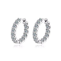Moissanite Hoop Örhängen 2 mm D VVS1 för kvinnor i S925 Silver 18K vitguldpläterade