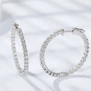 Moissanite Hoop Örhängen 2 mm D VVS1 för kvinnor i S925 Silver 18K vitguldpläterade