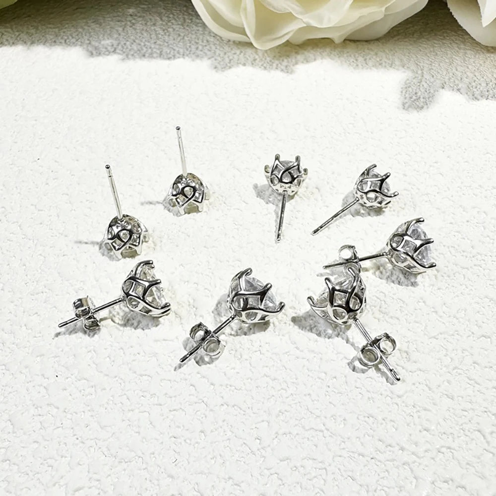 Russian Cut Moissanite Örhängen 1/2/4CT Färg D VVS i 925 Silver