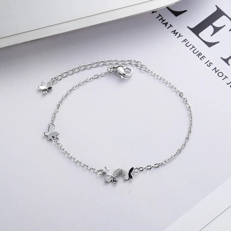 Butterfly Flower Armband för kvinnor S925 Silver Justerbar