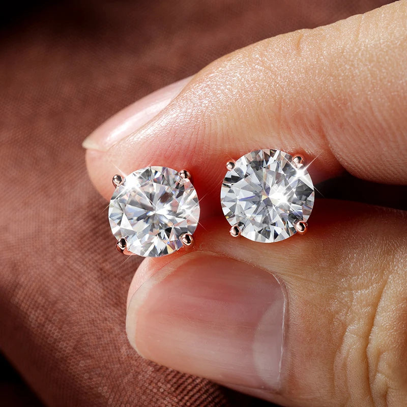 0,2–3CT roséguld Moissanite örhängen för kvinnor i 925 rent silver