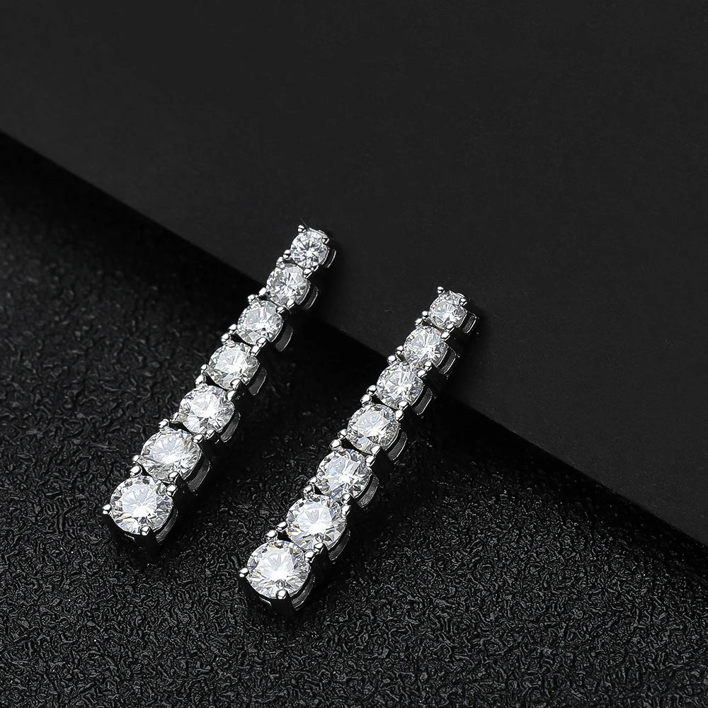 Moissanite D VVS1 Dangle örhängen i S925 Silver 18K vitguld pläterade med GRA