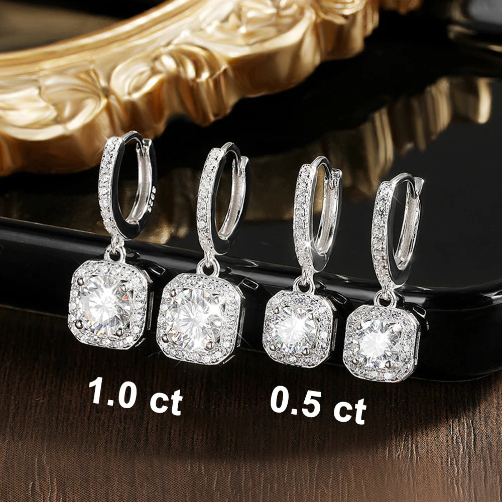 D Color Moissanite örhängen i 925 silver vitguldpläterad