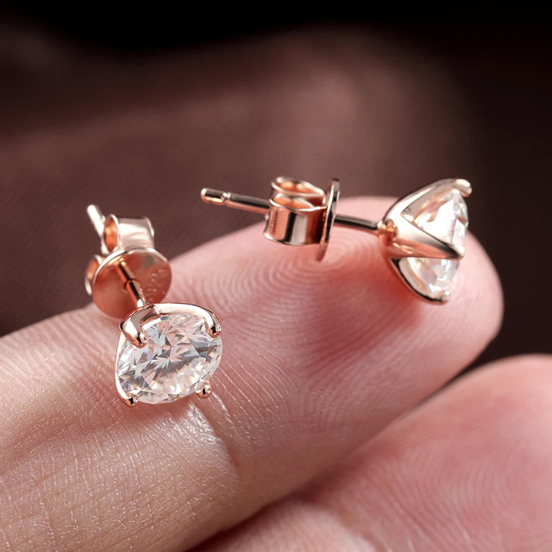 0,2–3CT roséguld Moissanite örhängen för kvinnor i 925 rent silver