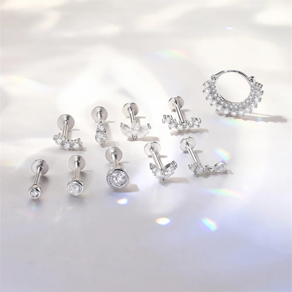 925 Silver Moissanite örhängen med platt rygg för kvinnor