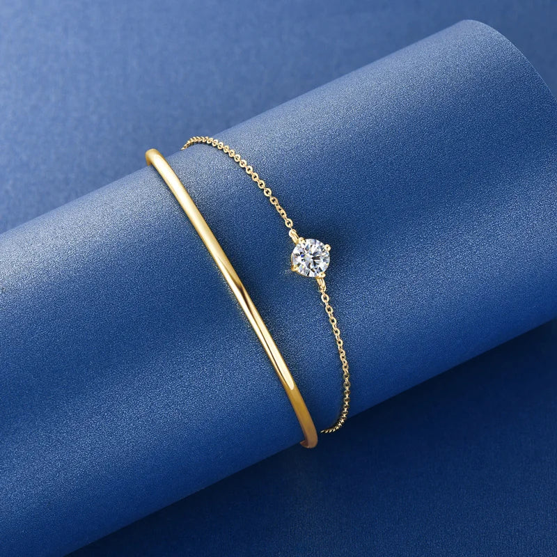 Moissanite Cuff Armband för kvinnor Justerbart 6,5 S925 Silver
