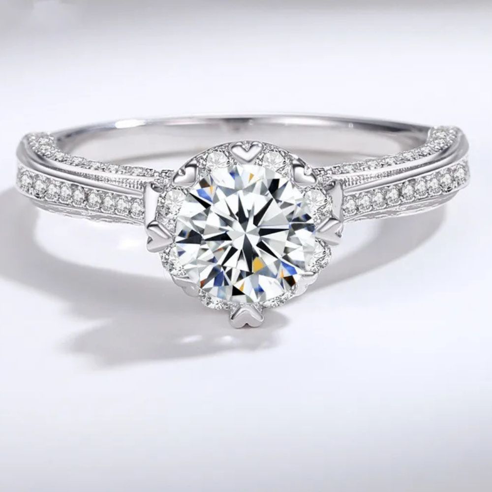 S925 Silver Knot Ring med 1ct Moissanite och