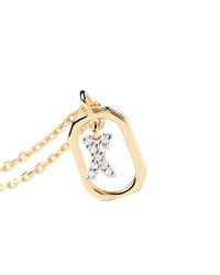 18K guldpläterat A–Z brevhängande halsband i 925 silver