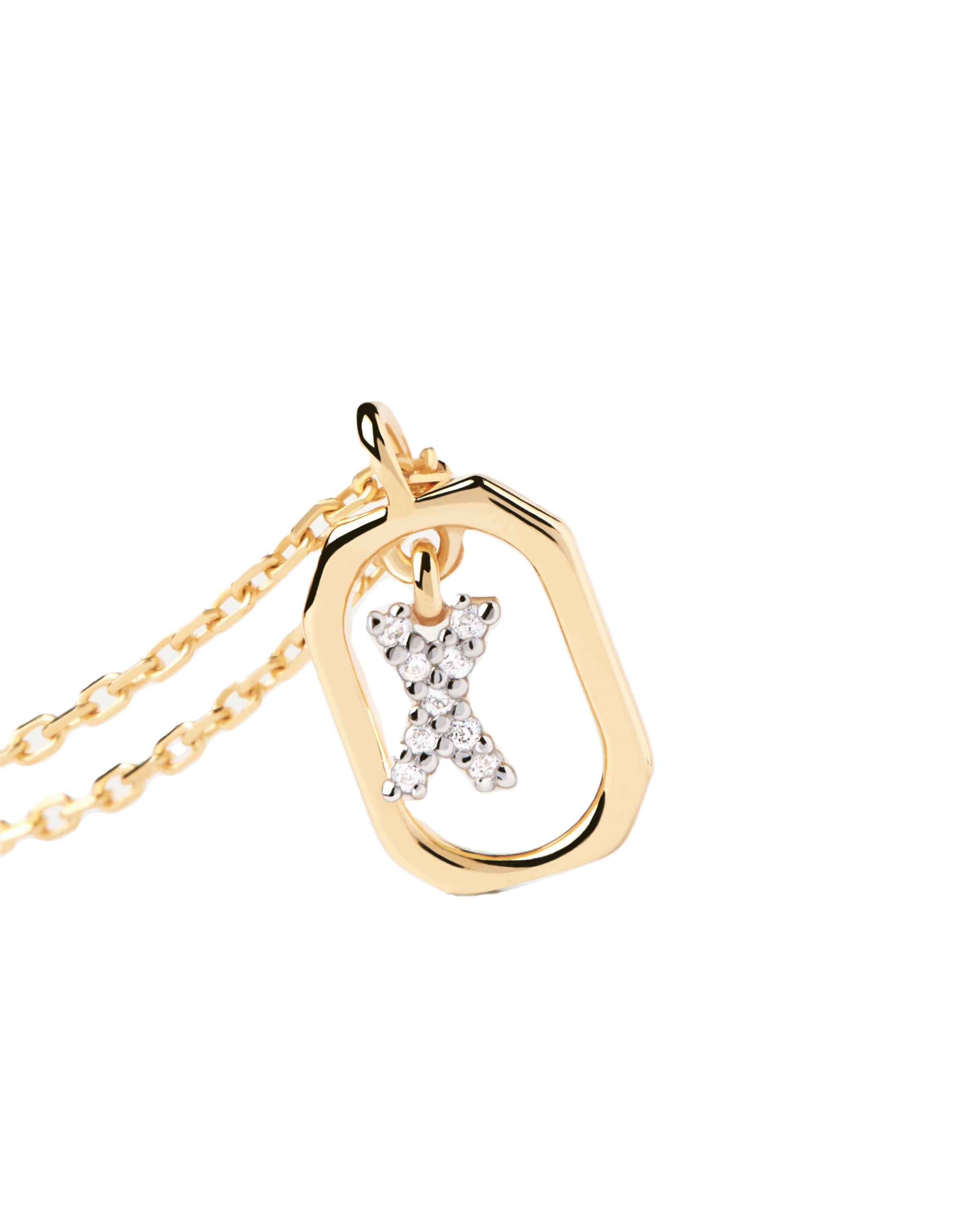 18K guldpläterat A–Z brevhängande halsband i 925 silver