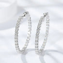 Moissanite Hoop Örhängen 2 mm D VVS1 för kvinnor i S925 Silver 18K vitguldpläterade