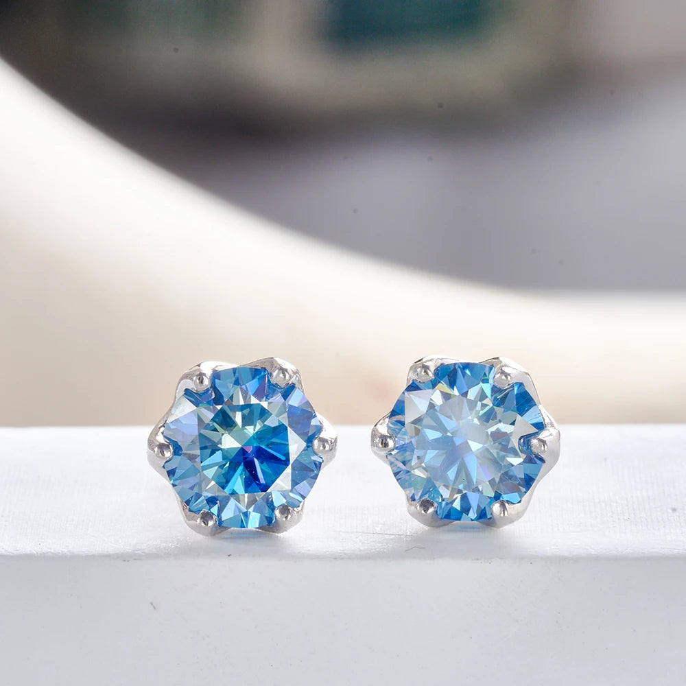Russian Cut Moissanite Örhängen 1/2/4CT Färg D VVS i 925 Silver