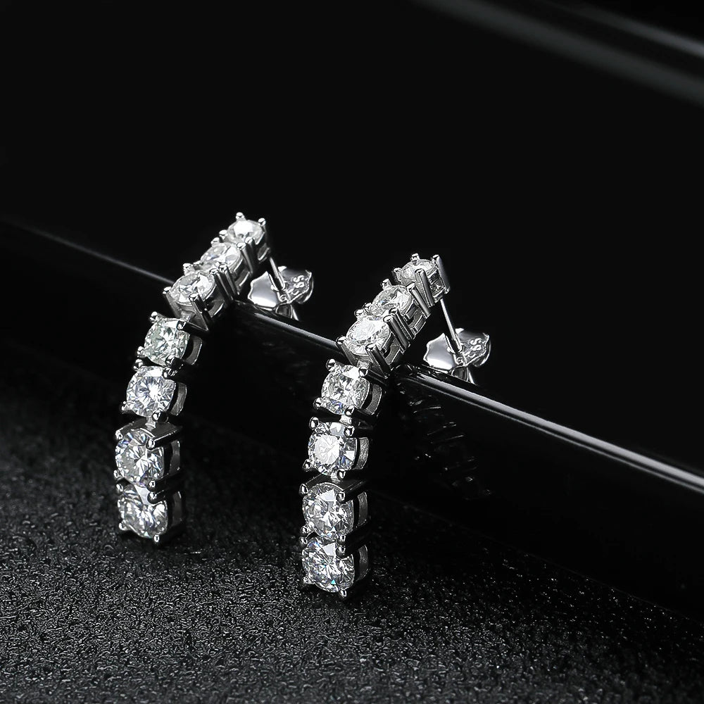 Moissanite D VVS1 Dangle örhängen i S925 Silver 18K vitguld pläterade med GRA