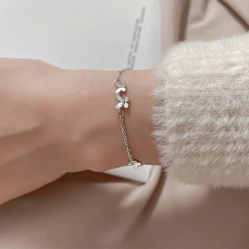 Butterfly Flower Armband för kvinnor S925 Silver Justerbar