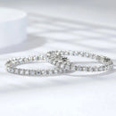 Moissanite Hoop Örhängen 2 mm D VVS1 för kvinnor i S925 Silver 18K vitguldpläterade