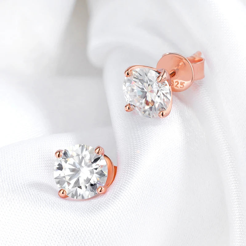 0,2–3CT roséguld Moissanite örhängen för kvinnor i 925 rent silver