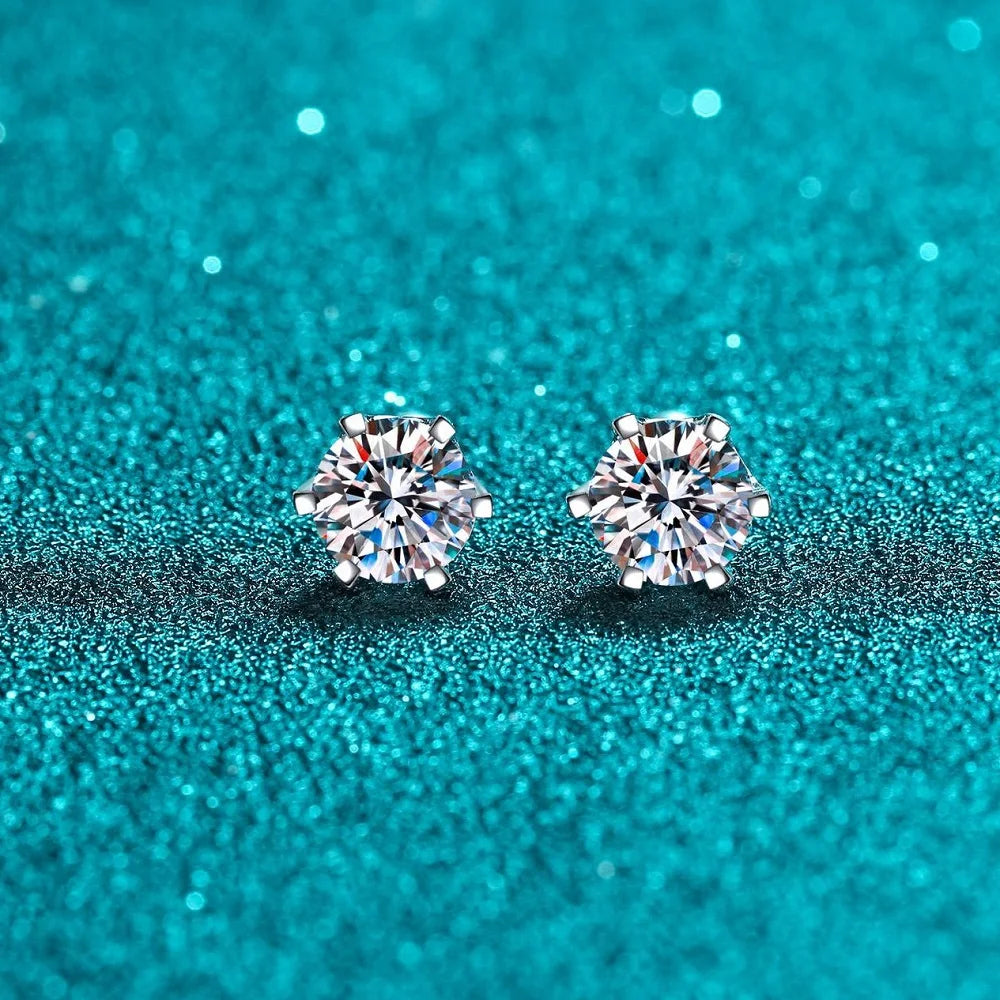D Color Moissanite Screwback Örhängen i 925 Silver