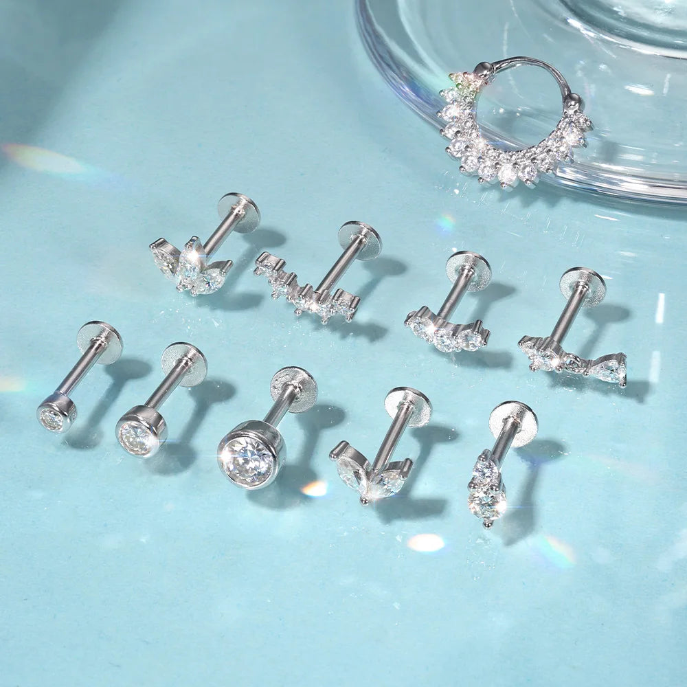 925 Silver Moissanite örhängen med platt rygg för kvinnor