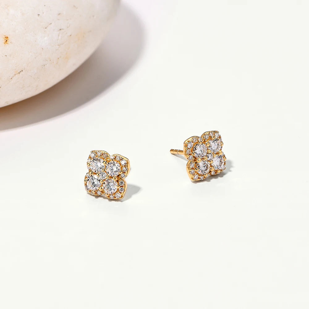 Moissanite diamantörhängen för kvinnor i S925 Silver 18K guldpläterade