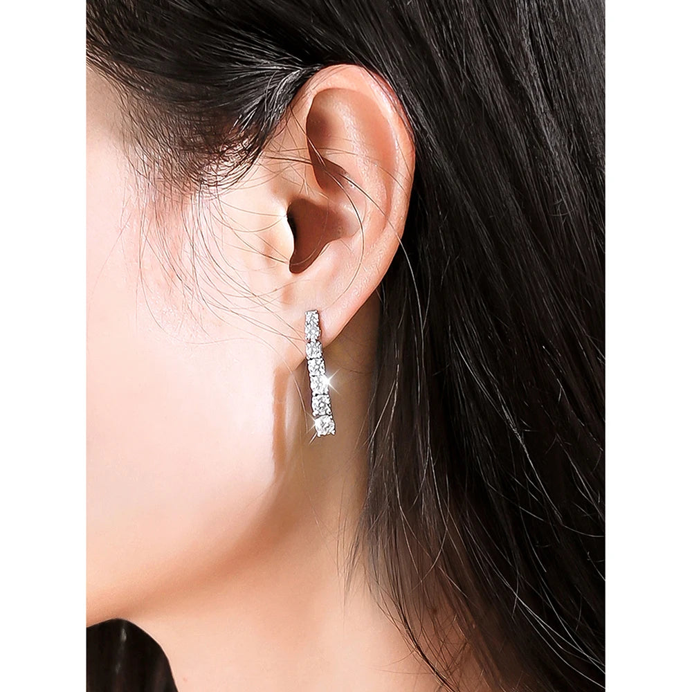 Moissanite D VVS1 Dangle örhängen i S925 Silver 18K vitguld pläterade med GRA