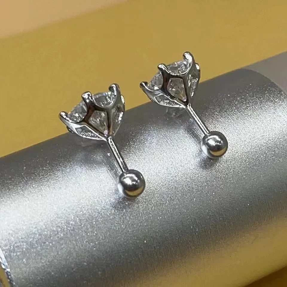 D Color Moissanite Screwback Örhängen i 925 Silver