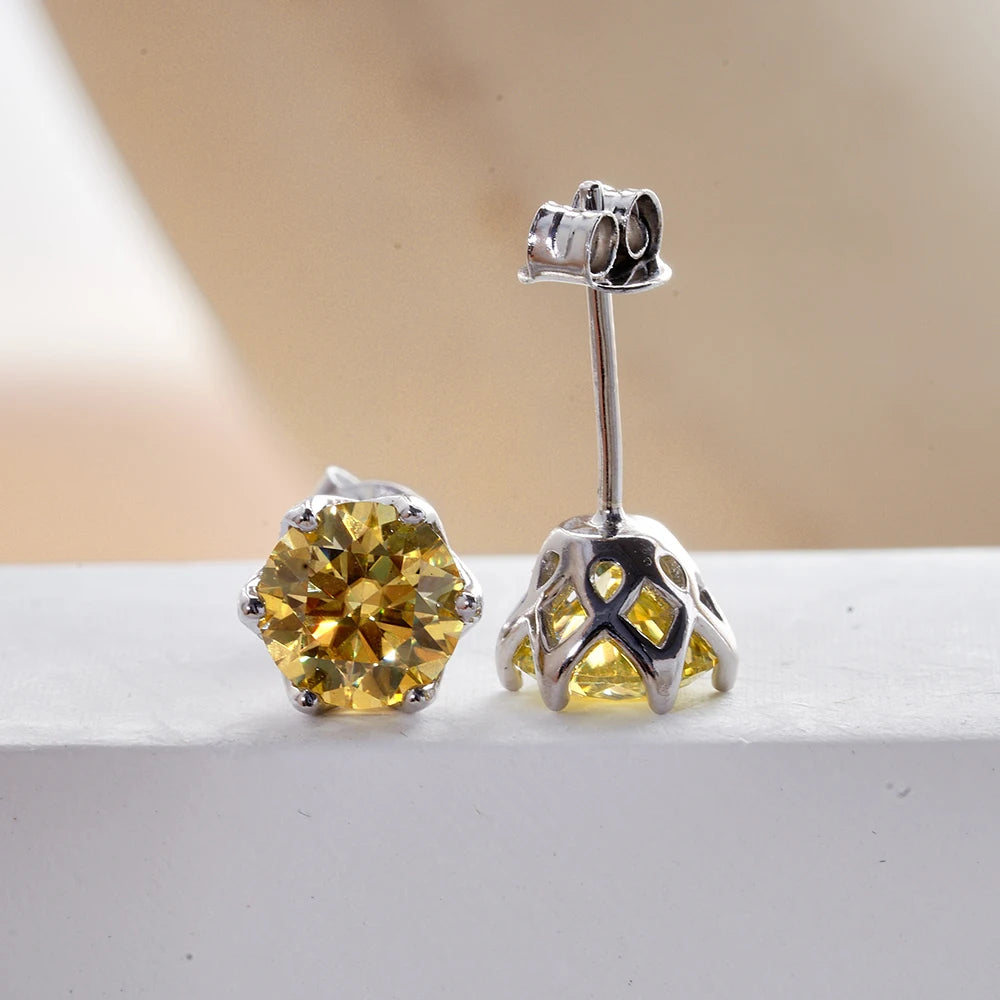 Russian Cut Moissanite Örhängen 1/2/4CT Färg D VVS i 925 Silver