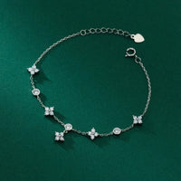 Fyrbladigt Moissanite Flower Armband för kvinnor S925 Silver