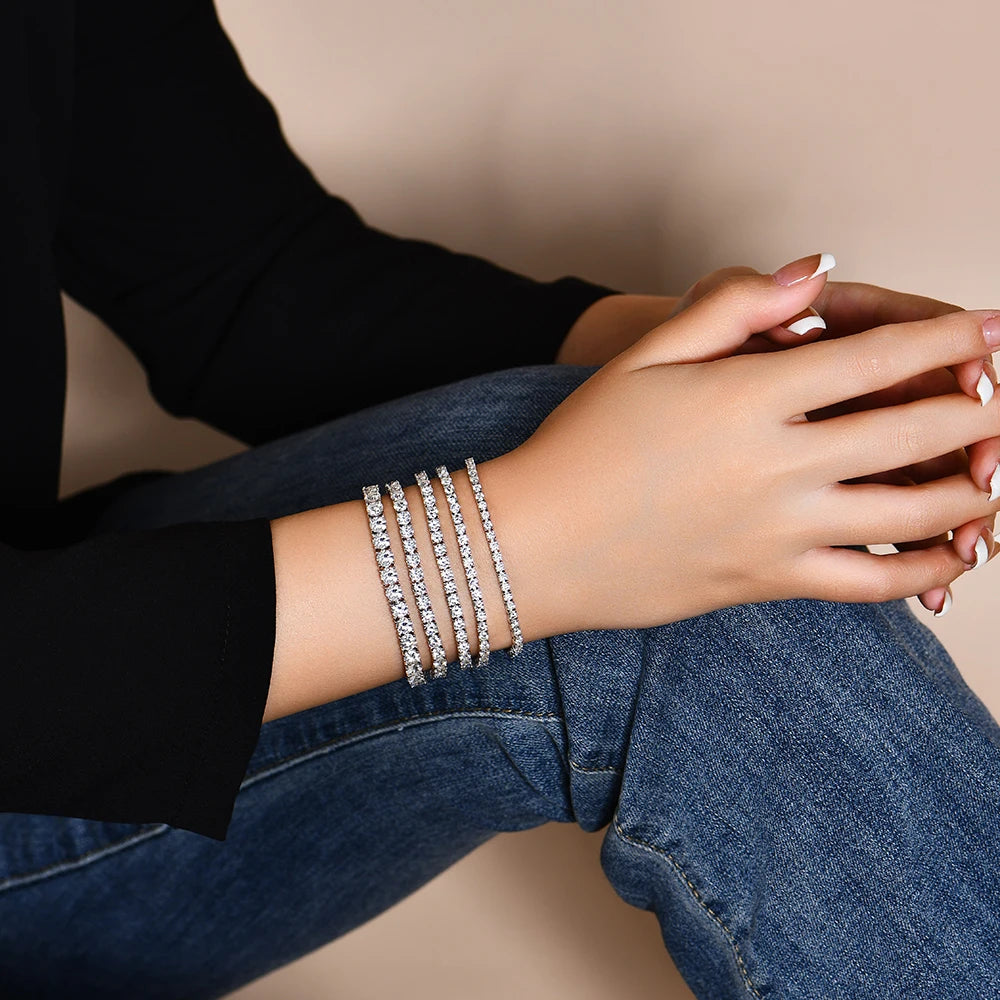Moissanite tennisarmband för kvinnor 4 mm i 925 silver vitguldpläterad