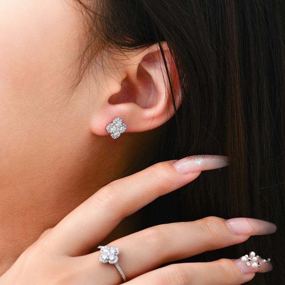 Moissanite diamantörhängen för kvinnor i S925 Silver 18K guldpläterade