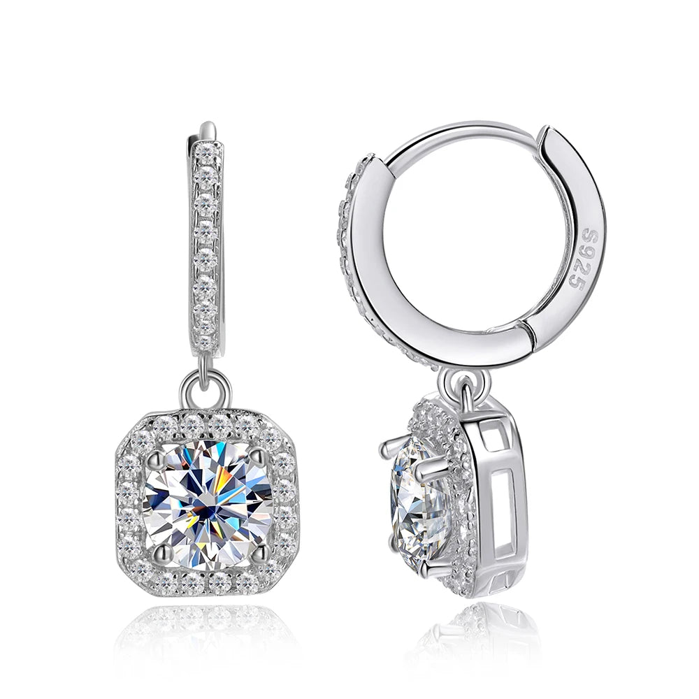 D Color Moissanite örhängen i 925 silver vitguldpläterad
