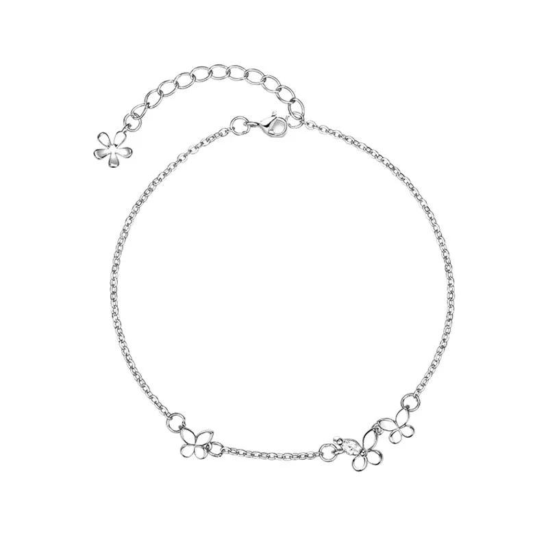 Butterfly Flower Armband för kvinnor S925 Silver Justerbar
