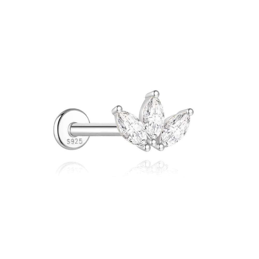 925 Silver Moissanite örhängen med platt rygg för kvinnor