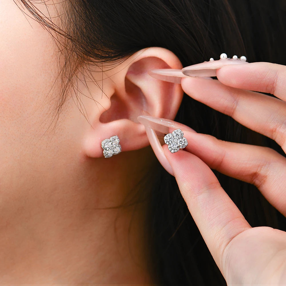 Moissanite diamantörhängen för kvinnor i S925 Silver 18K guldpläterade