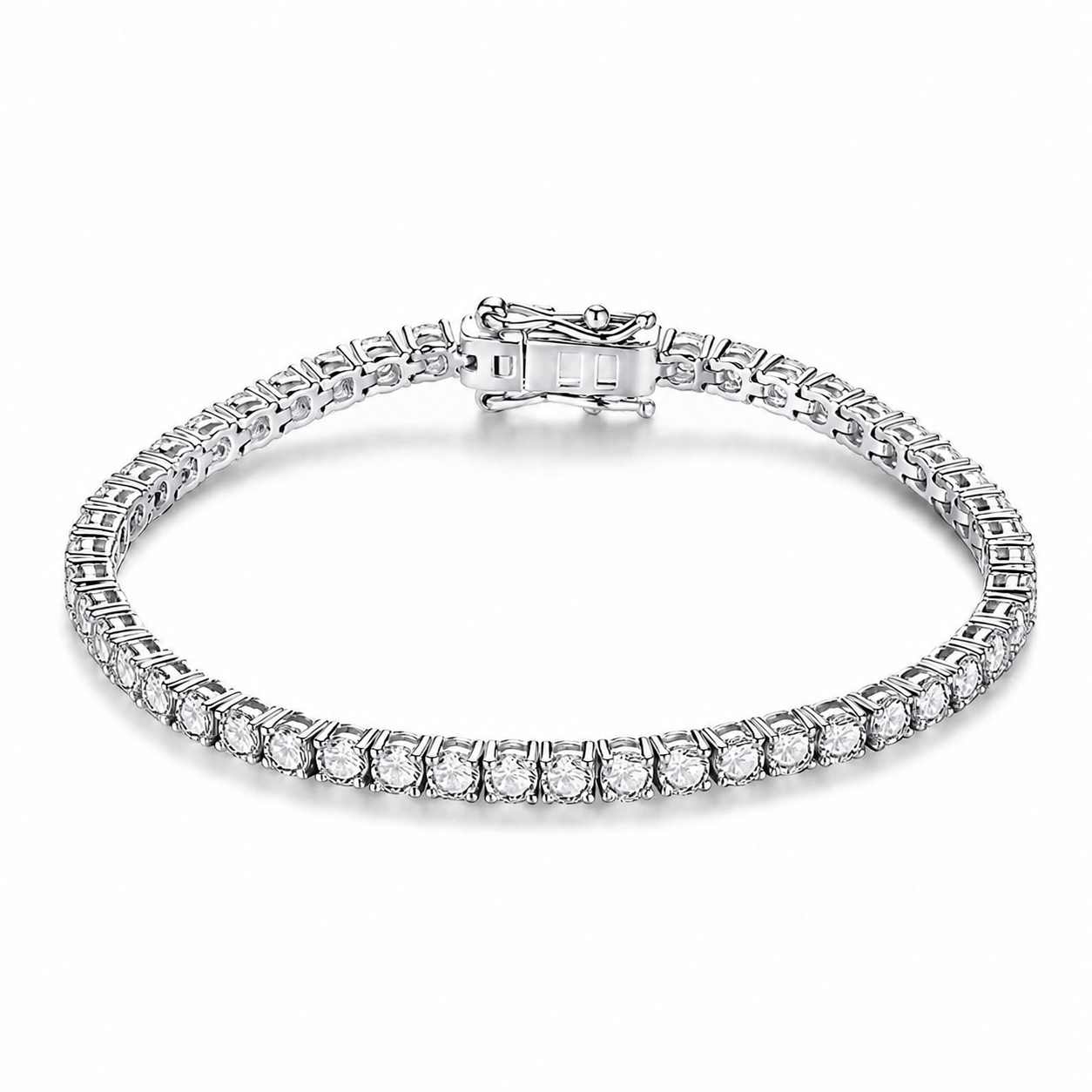 Moissanite tennisarmband för kvinnor 4 mm i 925 silver vitguldpläterad