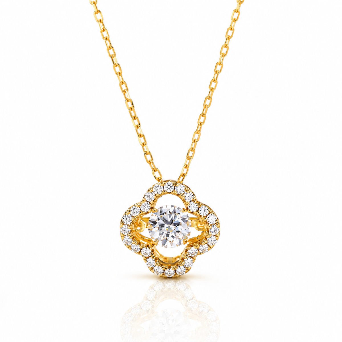 18K guldpläterat S925 silverhalsband med 1.0CT inlagd Moissanite