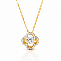 18K guldpläterat S925 silverhalsband med 1.0CT inlagd Moissanite