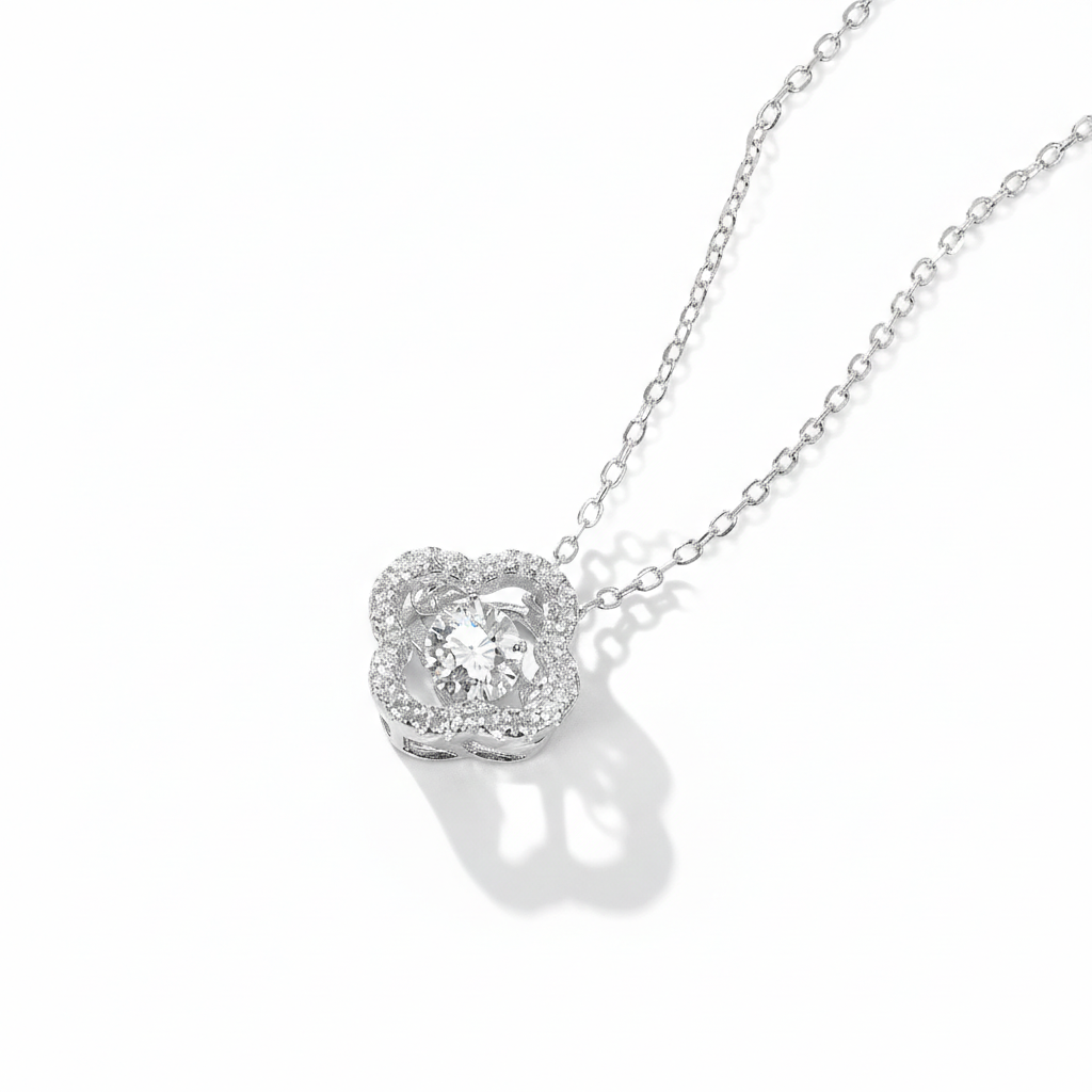 18K guldpläterat S925 silverhalsband med 1.0CT inlagd Moissanite