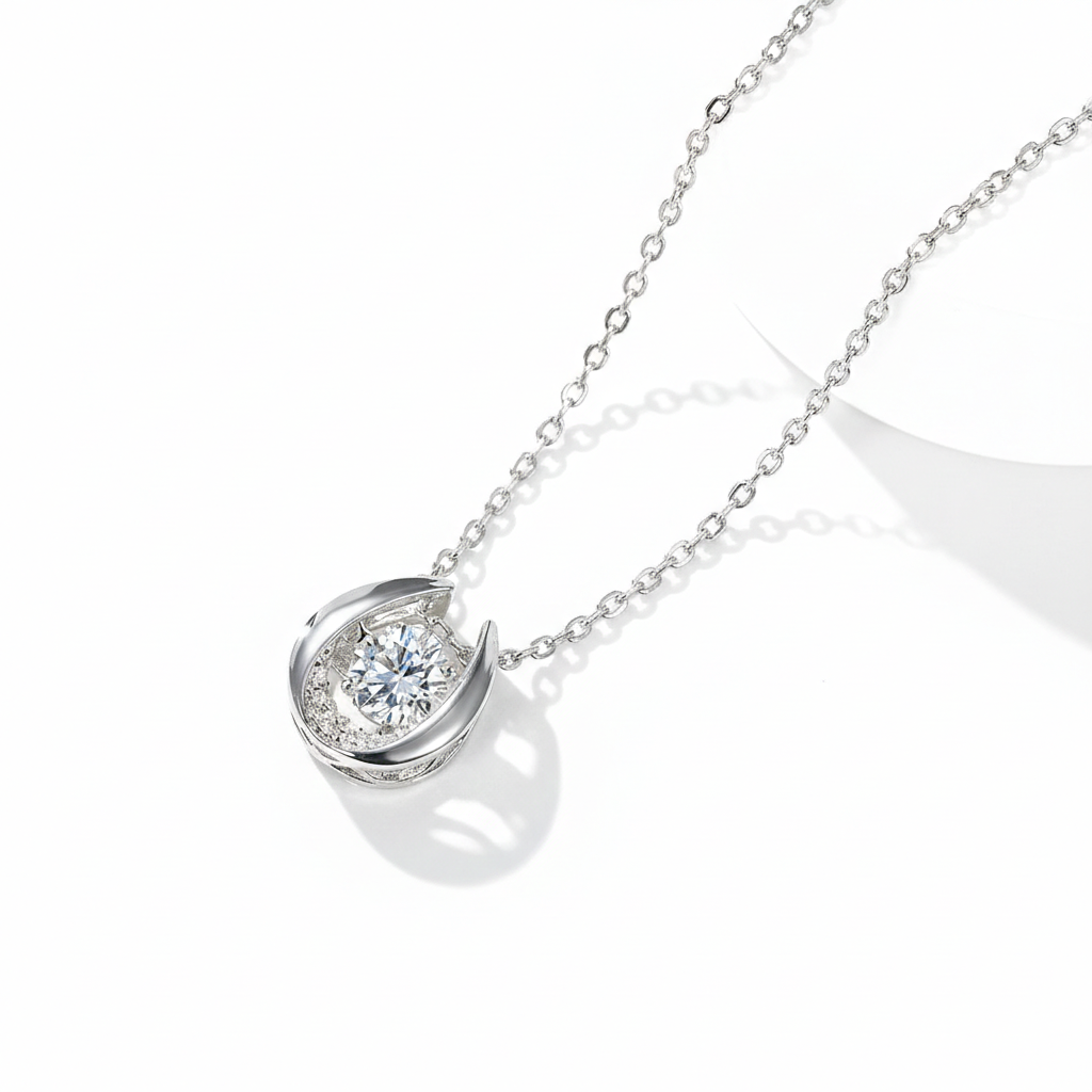 18K guldpläterat S925 silverhalsband med 1.0CT inlagd Moissanite