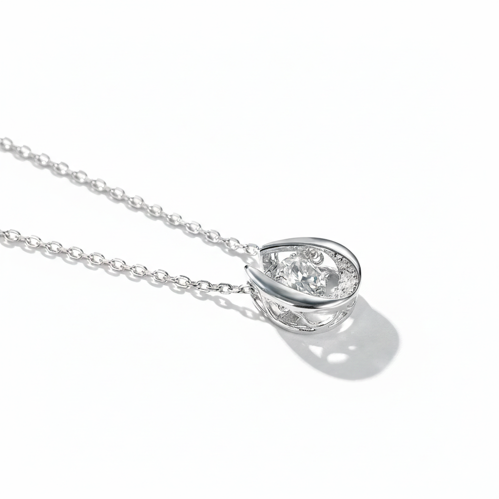 18K guldpläterat S925 silverhalsband med 1.0CT inlagd Moissanite