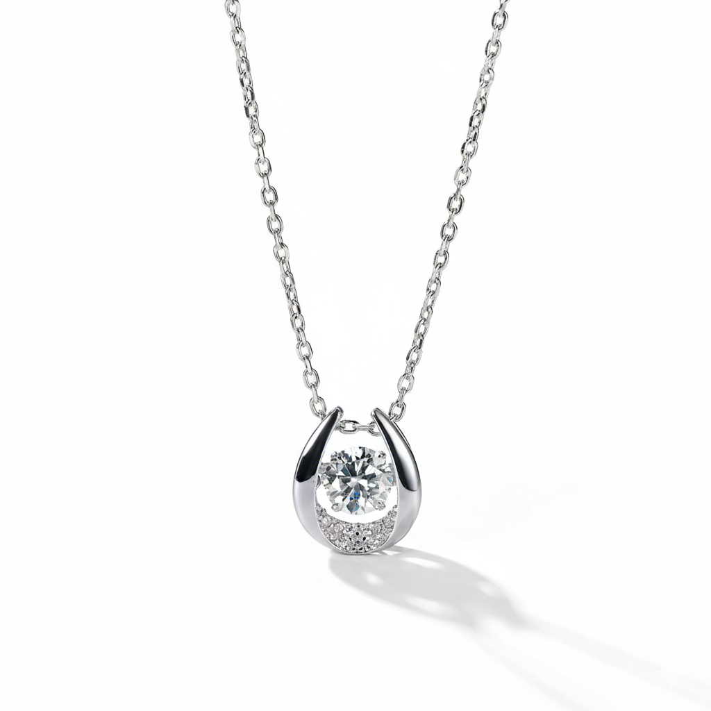 18K guldpläterat S925 silverhalsband med 1.0CT inlagd Moissanite
