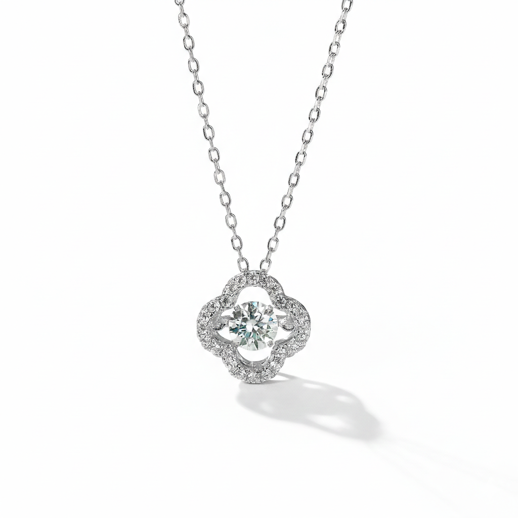 18K guldpläterat S925 silverhalsband med 1.0CT inlagd Moissanite