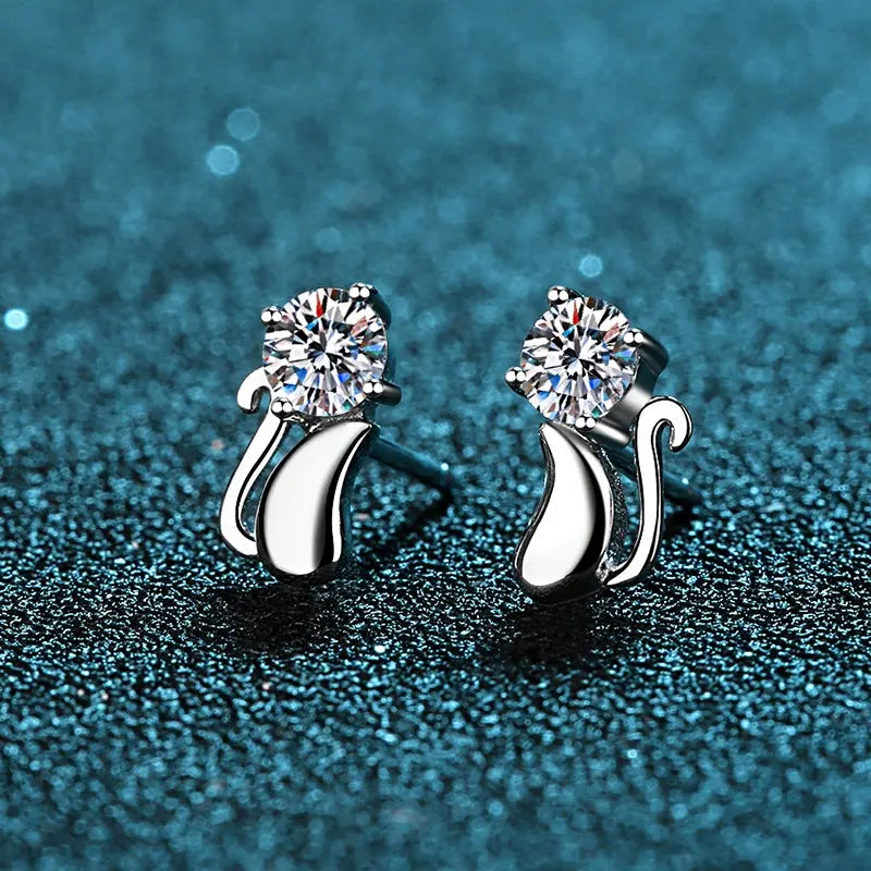925 Silver Cat Örhängen med Moissanite