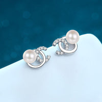 Pärlörhängen & CC-stil Moissanit i 925 silver