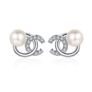 Pärlörhängen & CC-stil Moissanit i 925 silver