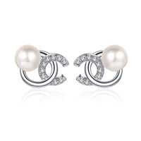 Pärlörhängen & CC-stil Moissanit i 925 silver