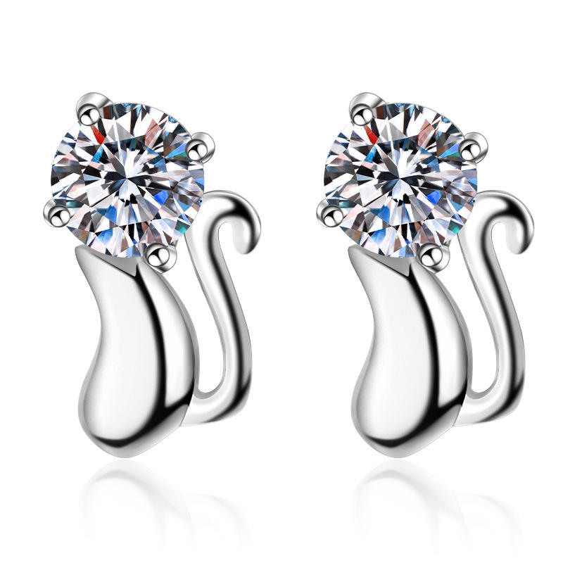 925 Silver Cat Örhängen med Moissanite