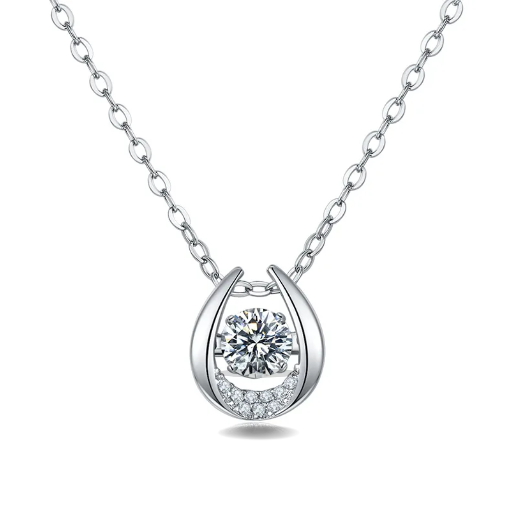 18K guldpläterat S925 silverhalsband med 1.0CT inlagd Moissanite